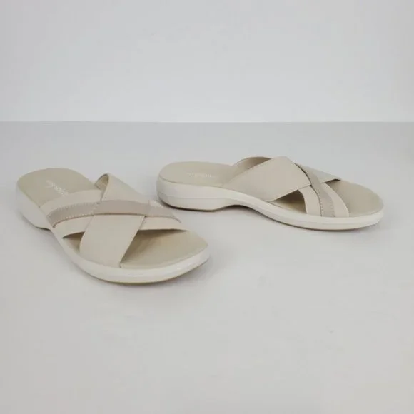 Easy Spirit Squint Beige Tan Fabric Leather Upper Slip On Sandal Size 6 1/2M - Picture 14 of 14